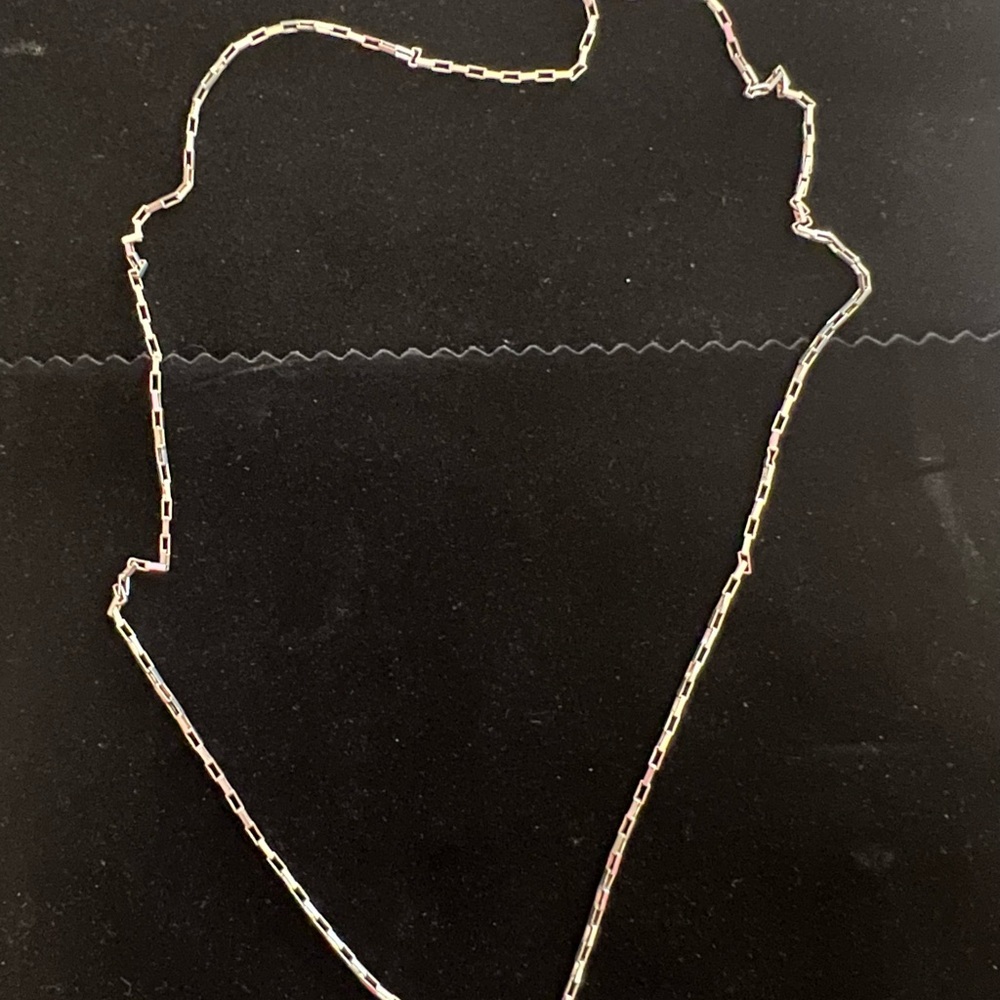 Sterling Silver Rectangle Link Chain Necklace 24" - Picture 2 of 5